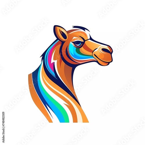 camel design vector image on white background  vector illustration  animal logo. generative ai