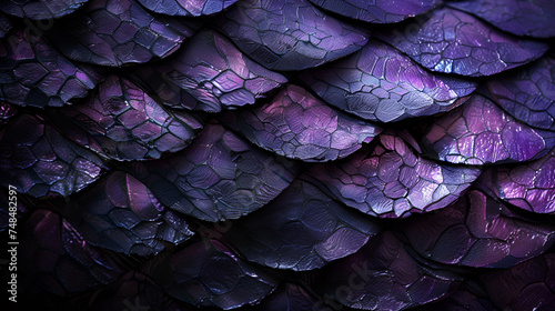 Texture of dark evil dragon or mermaid scales close-up, Generative Ai.