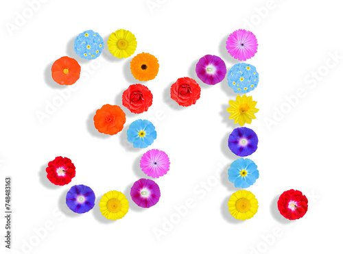 number  written on white background with colorful flowers, Graphic, Illustration photo