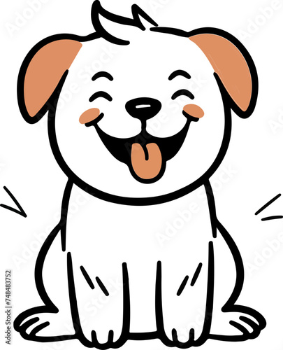 Vector of a smiling dog isolated on a white background, 웃고 있는 개의 벡터 파일 강아지 개 개일러스트 애견카페,하얀강아지,흰색강아지,애완동물 dog pet 펫시터