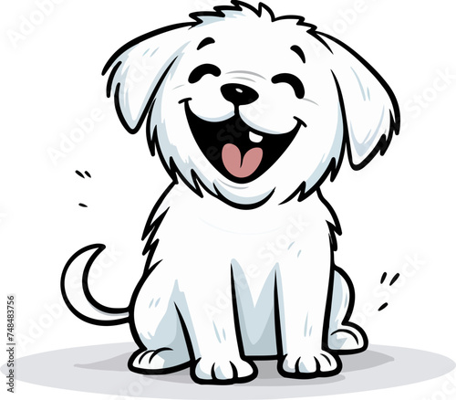 Vector of a smiling dog isolated on a white background, 웃고 있는 개의 벡터 파일 강아지 개 개일러스트 애견카페,하얀강아지,흰색강아지,애완동물 dog pet 펫시터