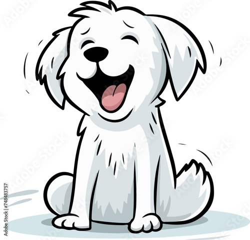 Vector of a smiling dog isolated on a white background, 웃고 있는 개의 벡터 파일 강아지 개 개일러스트 애견카페,하얀강아지,흰색강아지,애완동물 dog pet 펫시터