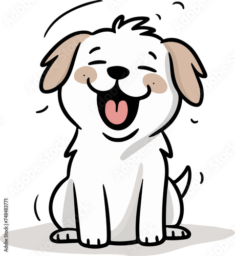 Vector of a smiling dog isolated on a white background, 웃고 있는 개의 벡터 파일 강아지 개 개일러스트 애견카페,하얀강아지,흰색강아지,애완동물 dog pet 펫시터