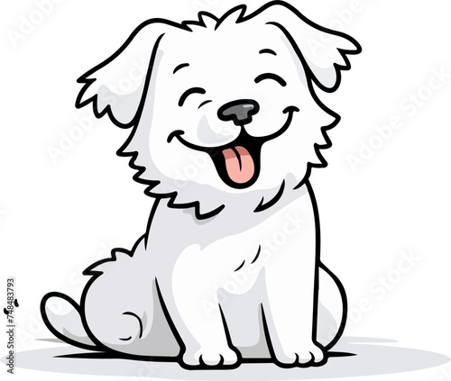 Vector of a smiling dog isolated on a white background, 웃고 있는 개의 벡터 파일 강아지 개 개일러스트 애견카페,하얀강아지,흰색강아지,애완동물 dog pet 펫시터