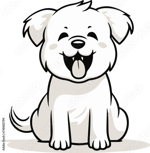 Vector of a smiling dog isolated on a white background, 웃고 있는 개의 벡터 파일 강아지 개 개일러스트 애견카페,하얀강아지,흰색강아지,애완동물 dog pet 펫시터