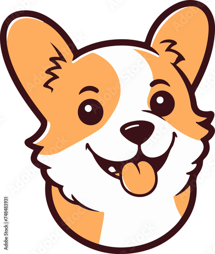 Vector of a smiling dog isolated on a white background, 웃고 있는 개의 벡터 파일 강아지 개 개일러스트 애견카페,하얀강아지,흰색강아지,애완동물 dog pet 펫시터 © SuBning
