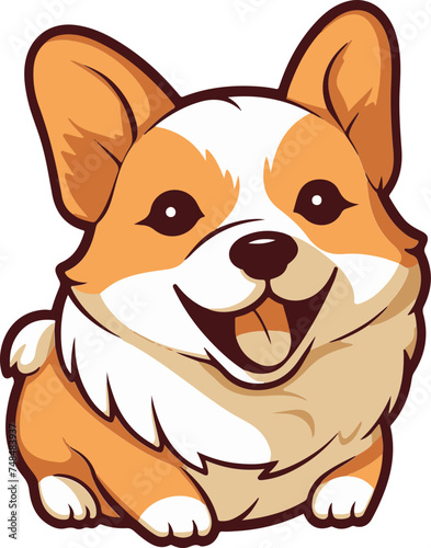 Vector of a smiling dog isolated on a white background, 웃고 있는 개의 벡터 파일 강아지 개 개일러스트 애견카페,하얀강아지,흰색강아지,애완동물 dog pet 펫시터