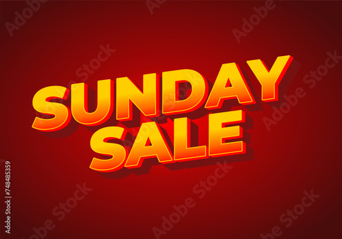 Sunday sale. Text effect in 3D style and eye catching colors