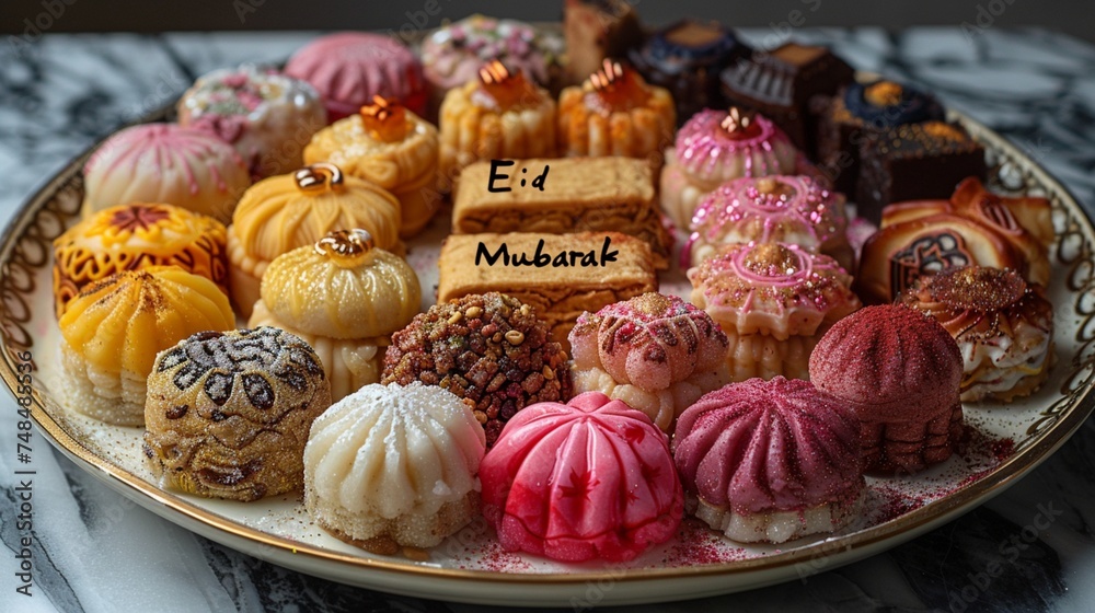 A plate of delicious traditional sweets arranged neatly, with 