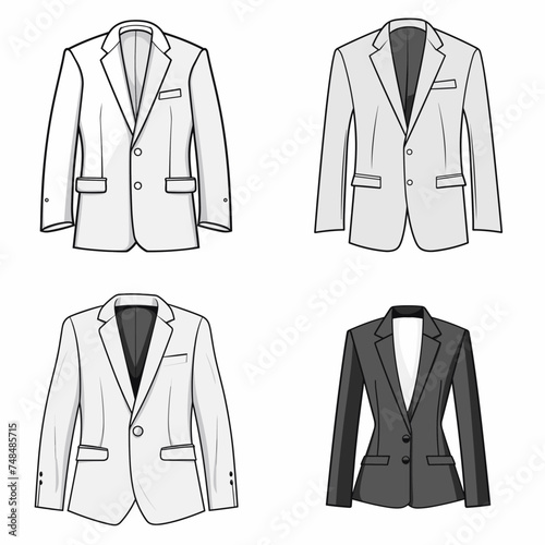 Blazer (Professional Blazer Jacket). simple minimalist isolated in white background vector illustration