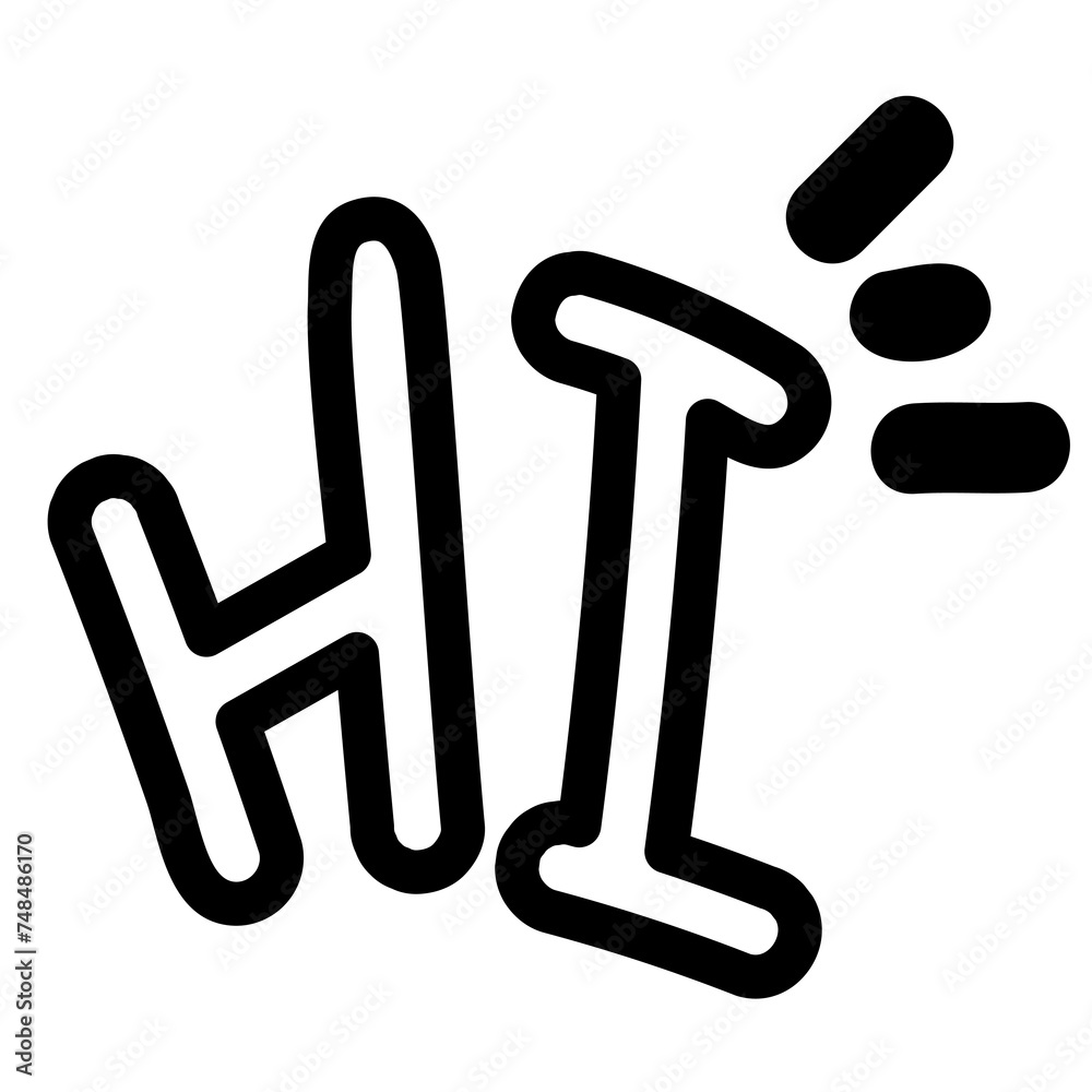 Outline of HI text for font, typography, letters, alphabet, greeting, greeting card, print, social media, decorations, elements, logo, icon, shirt print, sticker, tattoo, clip art Outline of HI text for font, typography, letters, alphabet, greeting, greeting card, print, social media, decorations, elements, logo, icon, shirt print, sticker, tattoo, clip art