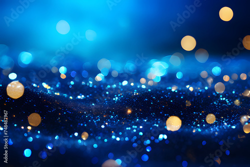 background with stars, background of abstract glitter lights. blue, gold and black, texture background wallpaper, generative ai