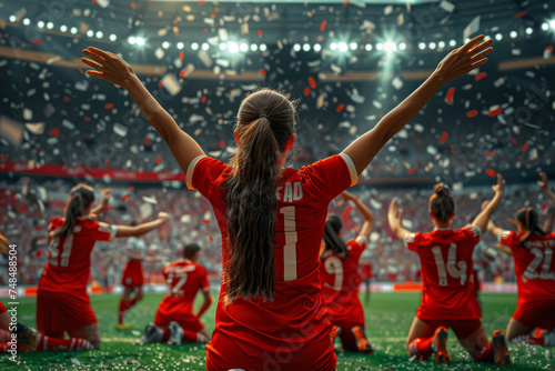 Female Soccer Player Celebrating Victory on the Field