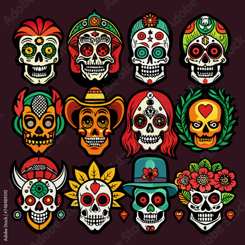 Beautifully Drawn Dia de Muertos Skull Artworks - Colorful Mexican Calavera Designs for Day of the Dead