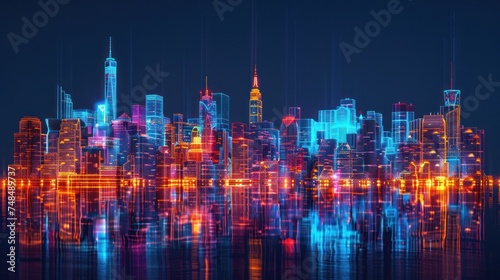 Bokeh Lights Cityscape Reflection at Night