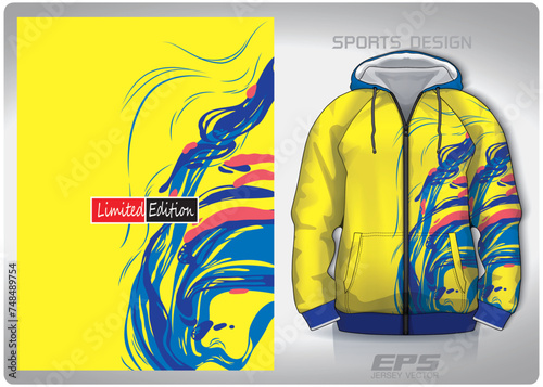 Vector sports hoodie background image.yellow blue flowing water pattern design, illustration, textile background for sports long sleeve hoodie,jersey hoodie.eps