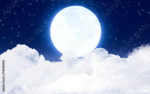 full moon bright blue light...