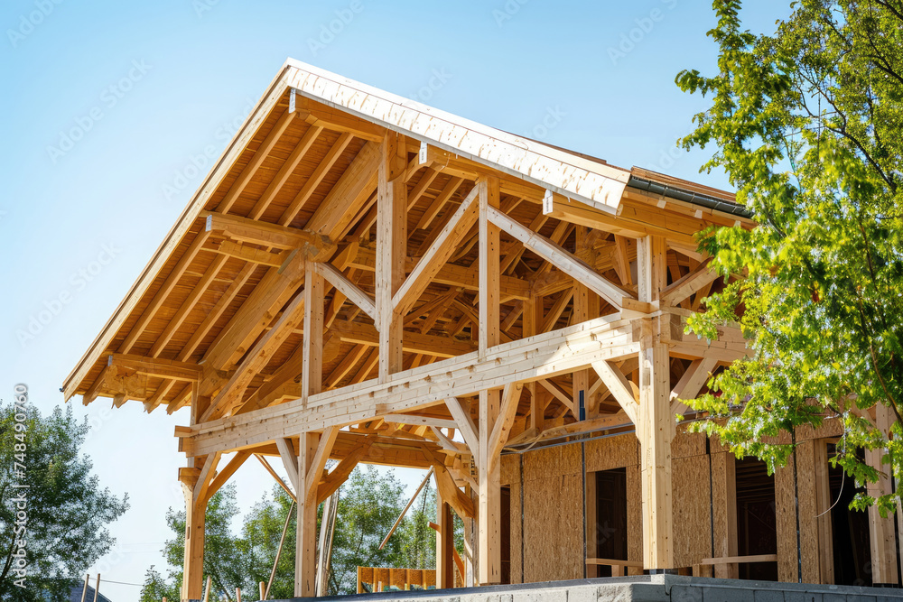 Construction of a framework of a new wooden house