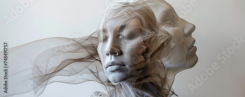 Ambiguous figures captured in a moment of transformation