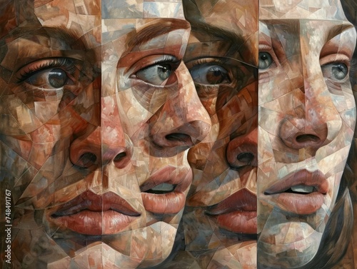 Ambiguous portraits where human faces shift between different perceptions