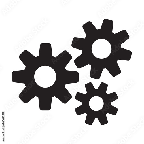 Metal gears and cogs vector. Gear icon flat design. Mechanism wheels logo. Cogwheel concept template. Isolated on white background used in web and template in eps 10.