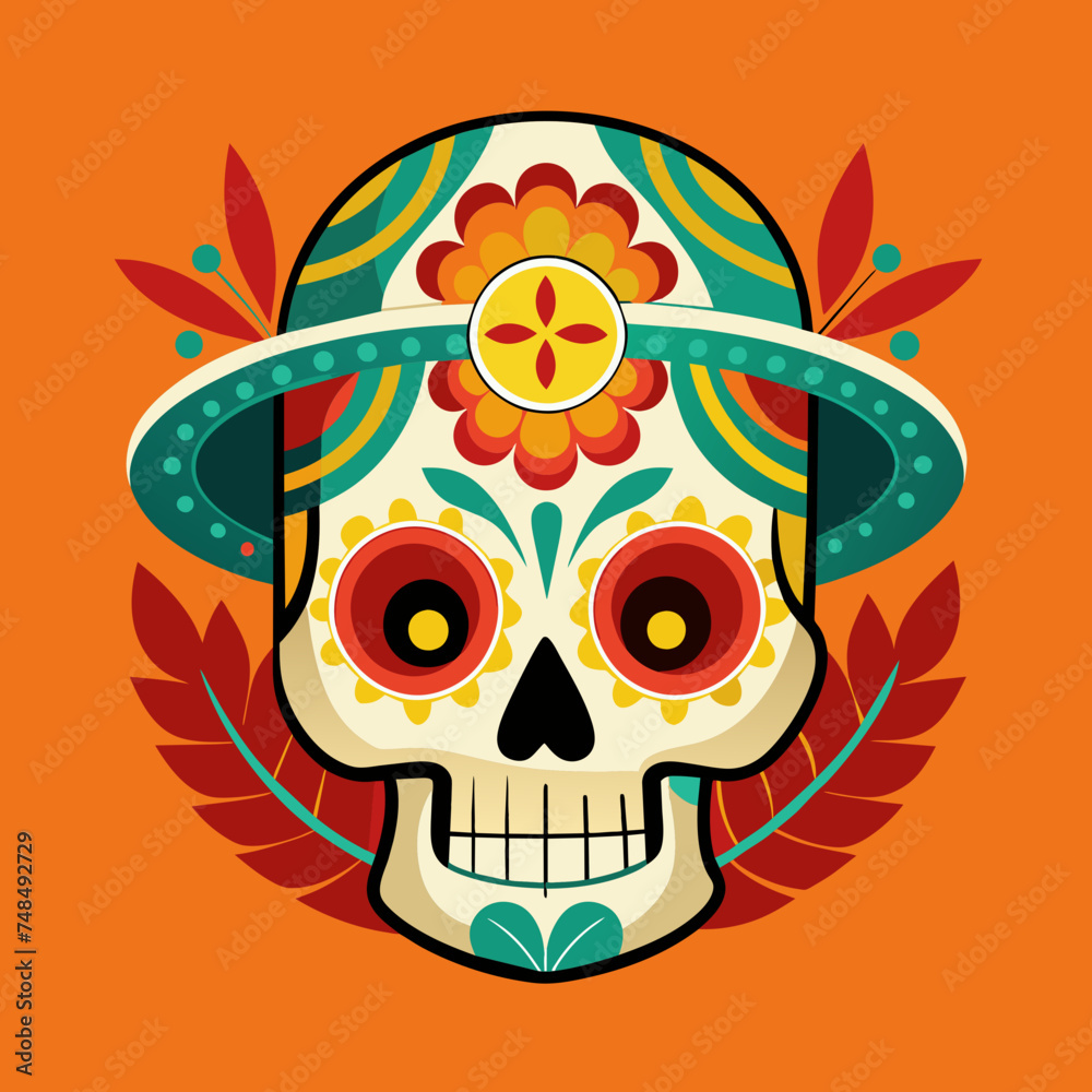 Fototapeta premium Dia de Muertos, day of the dead, Mexican skull illustration