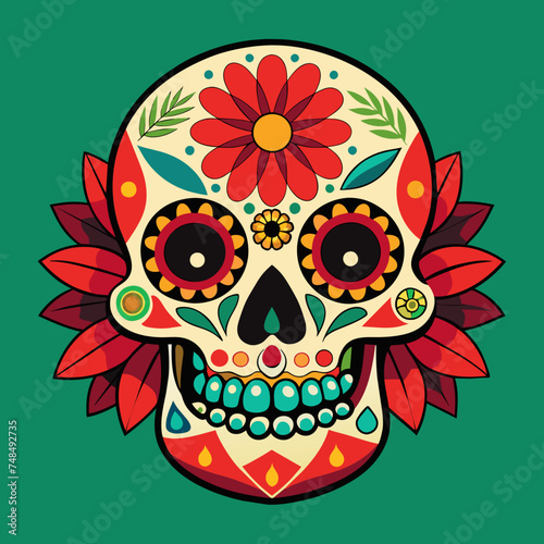 Dia de Muertos, day of the dead, Mexican skull illustration