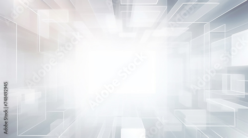 Modern white and light grey square overlapped pattern on background with shadow. white background. Minimal geometric white light background abstract design. Elegant white and grey Background.  © Nenone