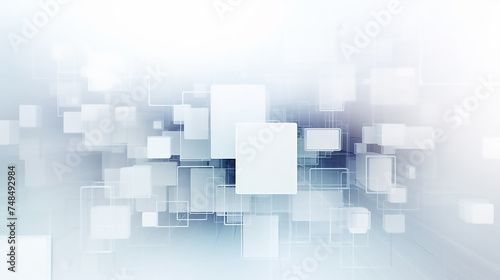 abstract 3d square white technology communication concept background. Random shifted white cube square boxes block background wallpaper banner with copy space.  