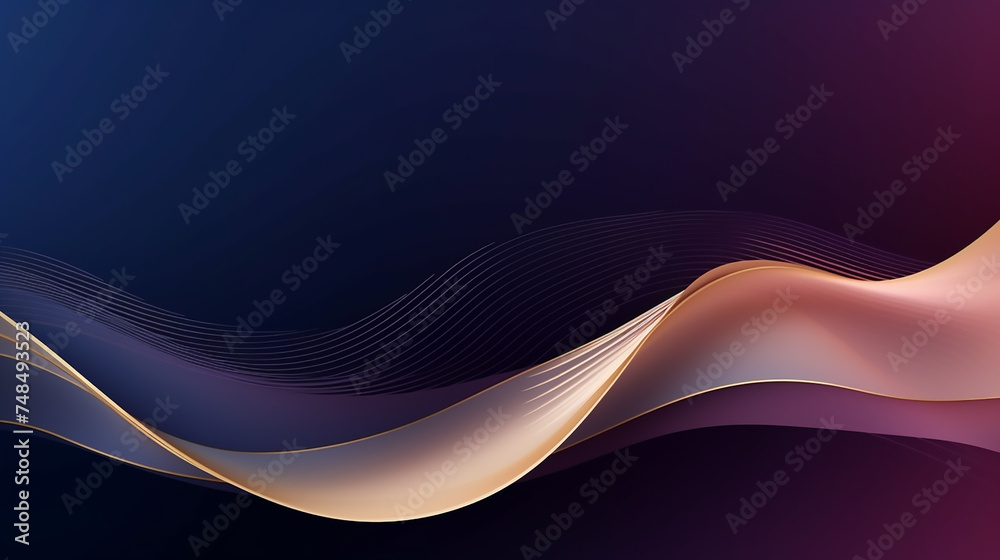 Fototapeta premium Abstract gold light lines on blue background. Abstract luxury golden lines curved overlapping on dark blue background. premium black and gold geometric background. wave Diamond shape.