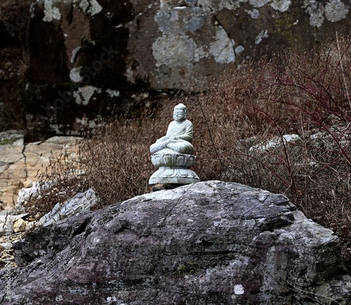 Jangyusa in Gimhae, a Buddhist temple in Korea. A small Buddha statue is in nature photo