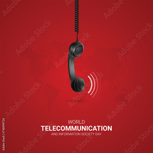 World Telecommunication day. World Telecommunication day creative ads design. social media post, vector, 3D illustration.