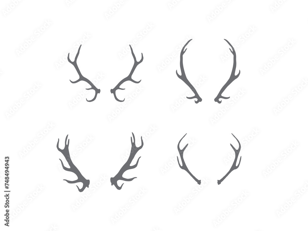 Deer's head and antlers set. Design elements of deer. Deer's head and antlers set. Design elements of deer.