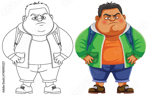 Two cartoon characters with displeased expressions.