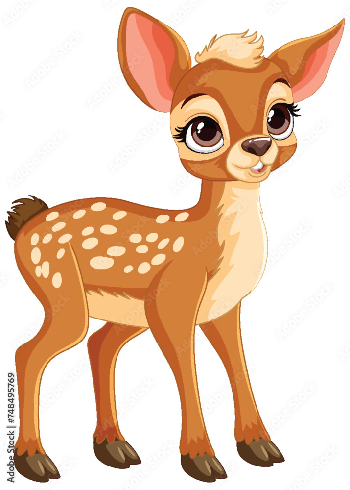 Cute, cartoonish young deer with big eyes