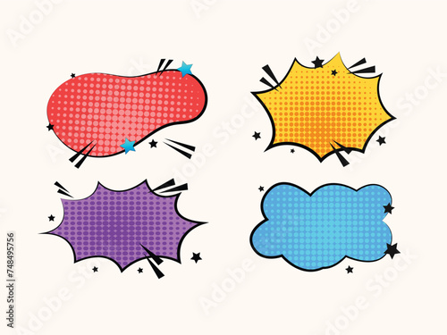 Set of speech bubbles. Halftone shadows. Vector illustration
