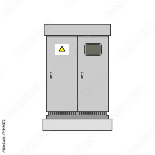 灰色のキュービクル式高圧受電設備（変電設備）