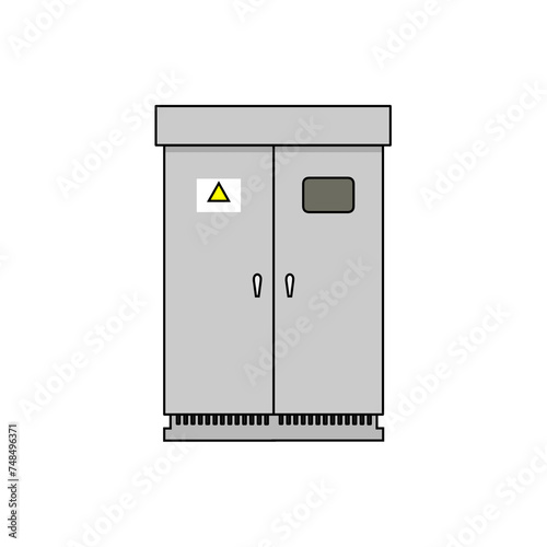 灰色のキュービクル式高圧受電設備（変電設備）