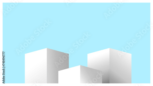 block cube podium stage 3d Abstract minimal scene mockup products display, Stage showcase. Vector geometric forms. frog eye view block