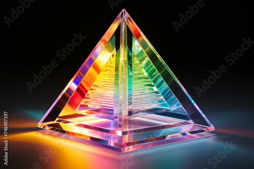 Vibrant Rainbow prism lights illumination. Multicolored crystal vibrant reflection bright. Generate ai