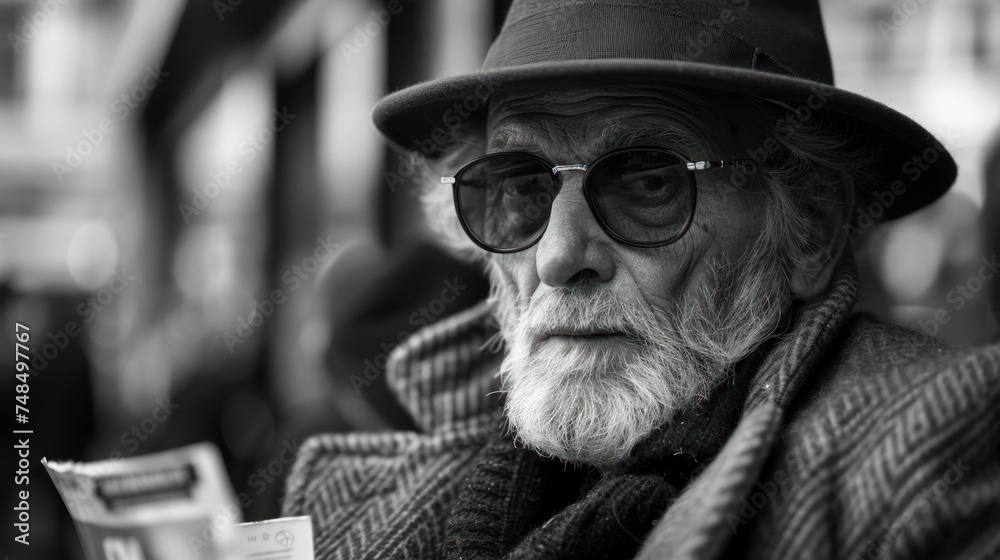 Portrait of an Elderly Man. Capturing Dignity in a Black and White Image, Depicting the Weathered Features of an Aging Soul Amidst the Challenges of Urban Life Portrait of an Elderly Man. Capturing Dignity in a Black and White Image, Depicting the Weathered Features of an Aging Soul Amidst the Challenges of Urban Life