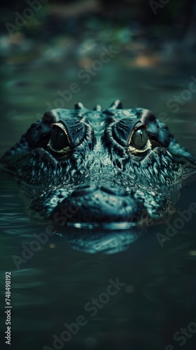 Alligator in Natural Habitat Close-Up Encounter with the Powerful Reptile as it Glides Through the Pristine Waters of a Tropical River