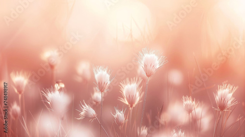 A close-up of vibrant wild flower on a peach fuzz color background. Suitable for spring-themed designs, nature concepts, or any projects that require a touch of beauty and delicacy.