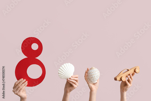 Female hands with paper fig...