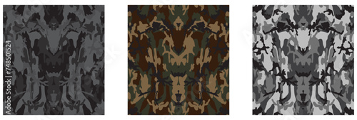 Camouflage seamless pattern set. Military texture. photo