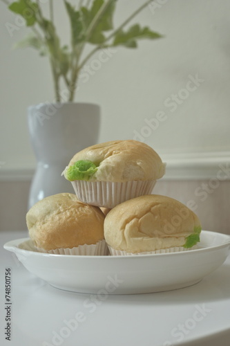 Thai pandan custard bun