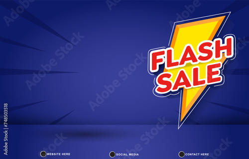 flash sale discount template banner with blank space for product sale with abstract gradient blue background design