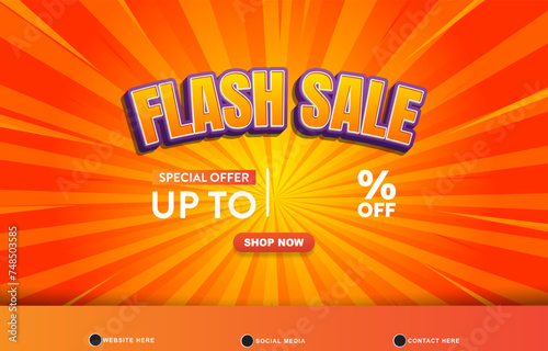 flash sale discount template banner with blank space for product sale with abstract gradient yellow and orange background design