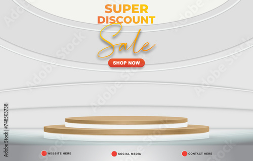 super discount sale template banner with copy space for product sale with abstract gradient white and grey background design