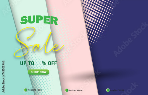 super sale discount template banner with copy space for product sale with abstract gradient blue background design